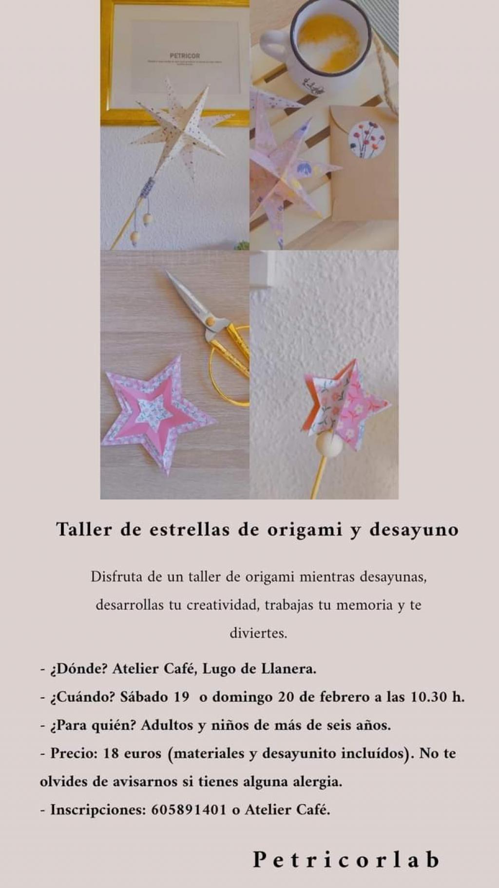 El Tapin - Petricorlab ofrece un Taller de Estrellas de Origami en el Atelier Caffé con desayuno
