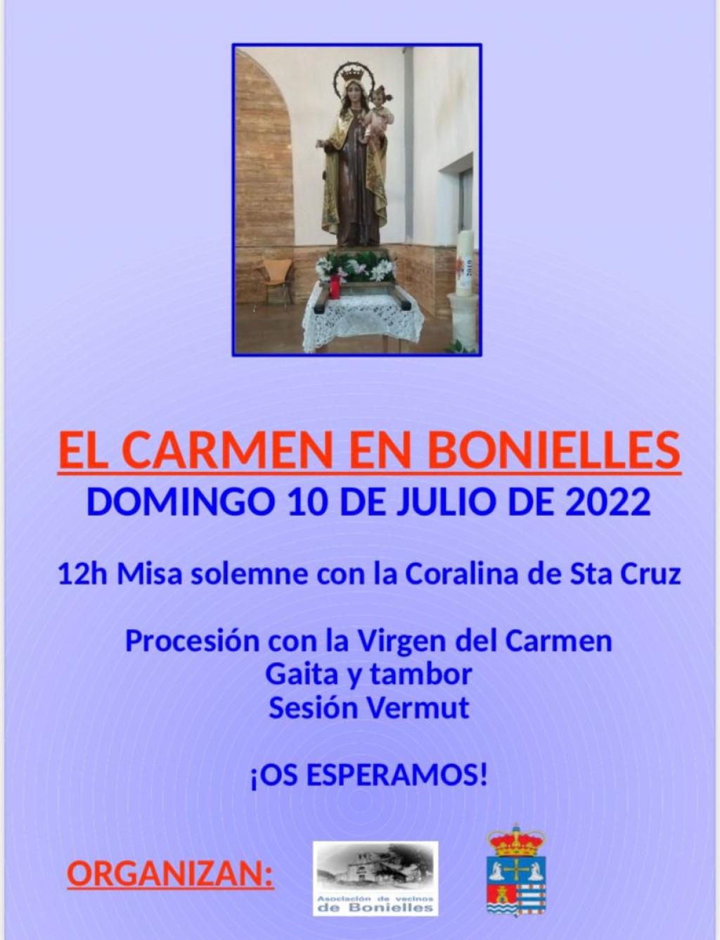 El Tapin - Bonielles celebrará El Carmen el domingo 10 de julio