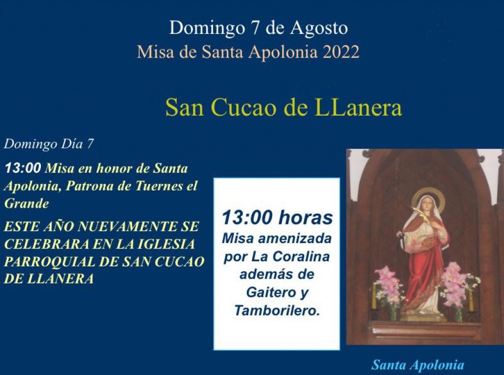 El Tapin - La parroquia de San Cucao acogerá la Misa de Santa Apolonia el 7 de agosto