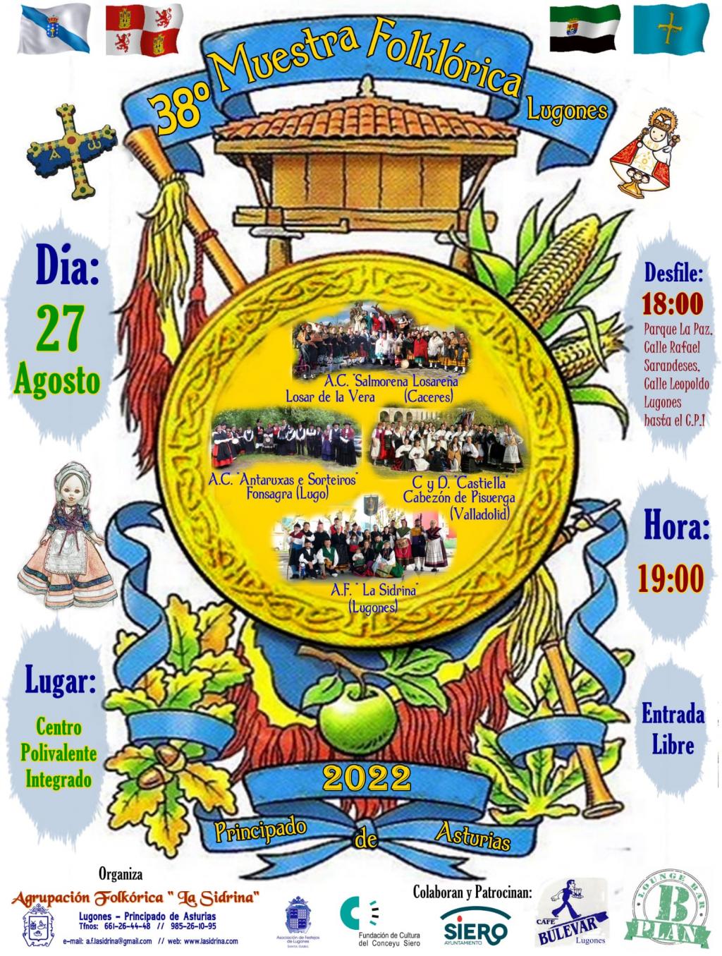 El Tapin - La Sidrina organiza la XXXVIII Muestra Folklórica de Lugones 2022 el 27 de agosto