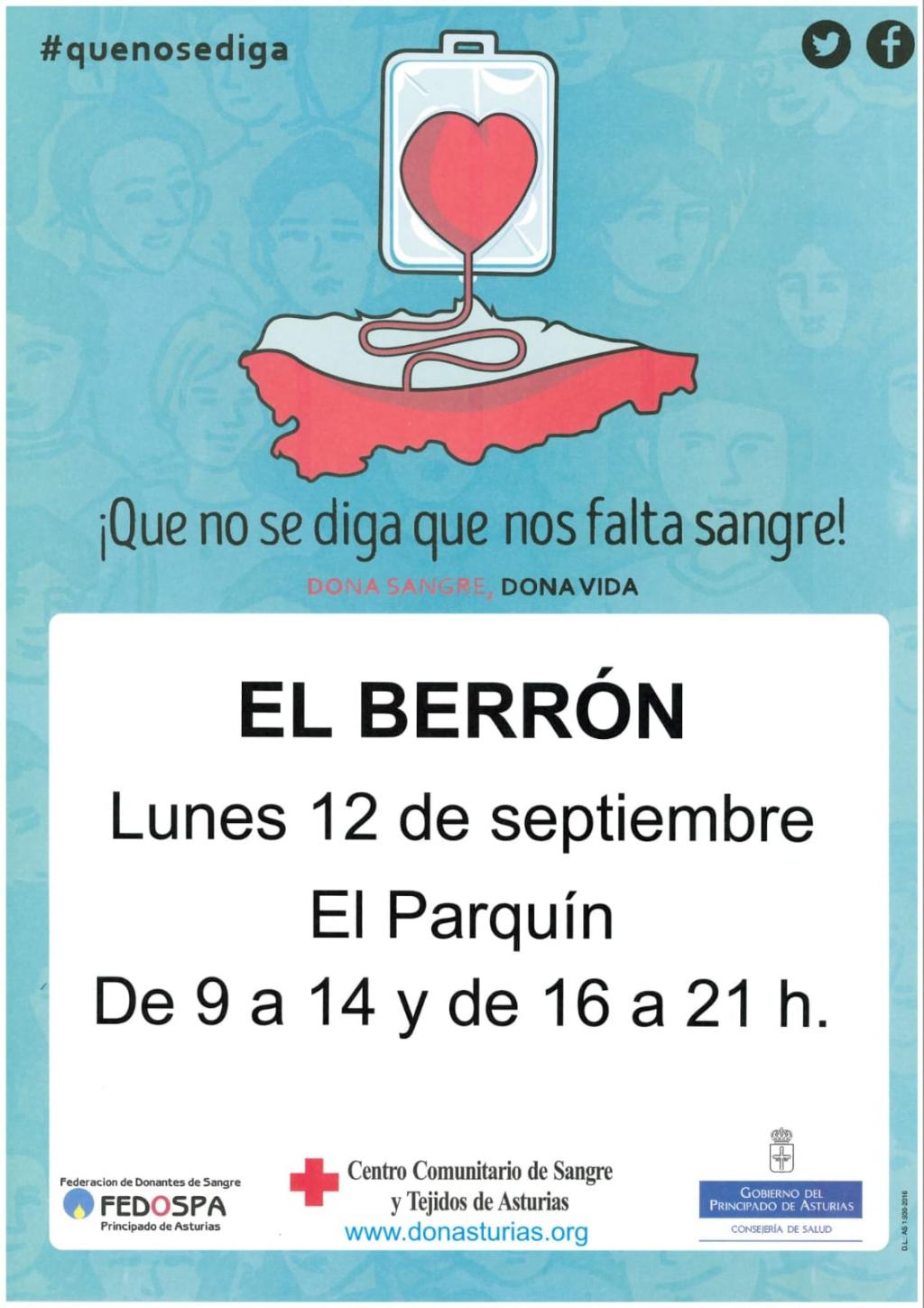 El Tapin - El autobús para donar sangre estará en El Parquín en El Berrón el lunes 12 de septiembre