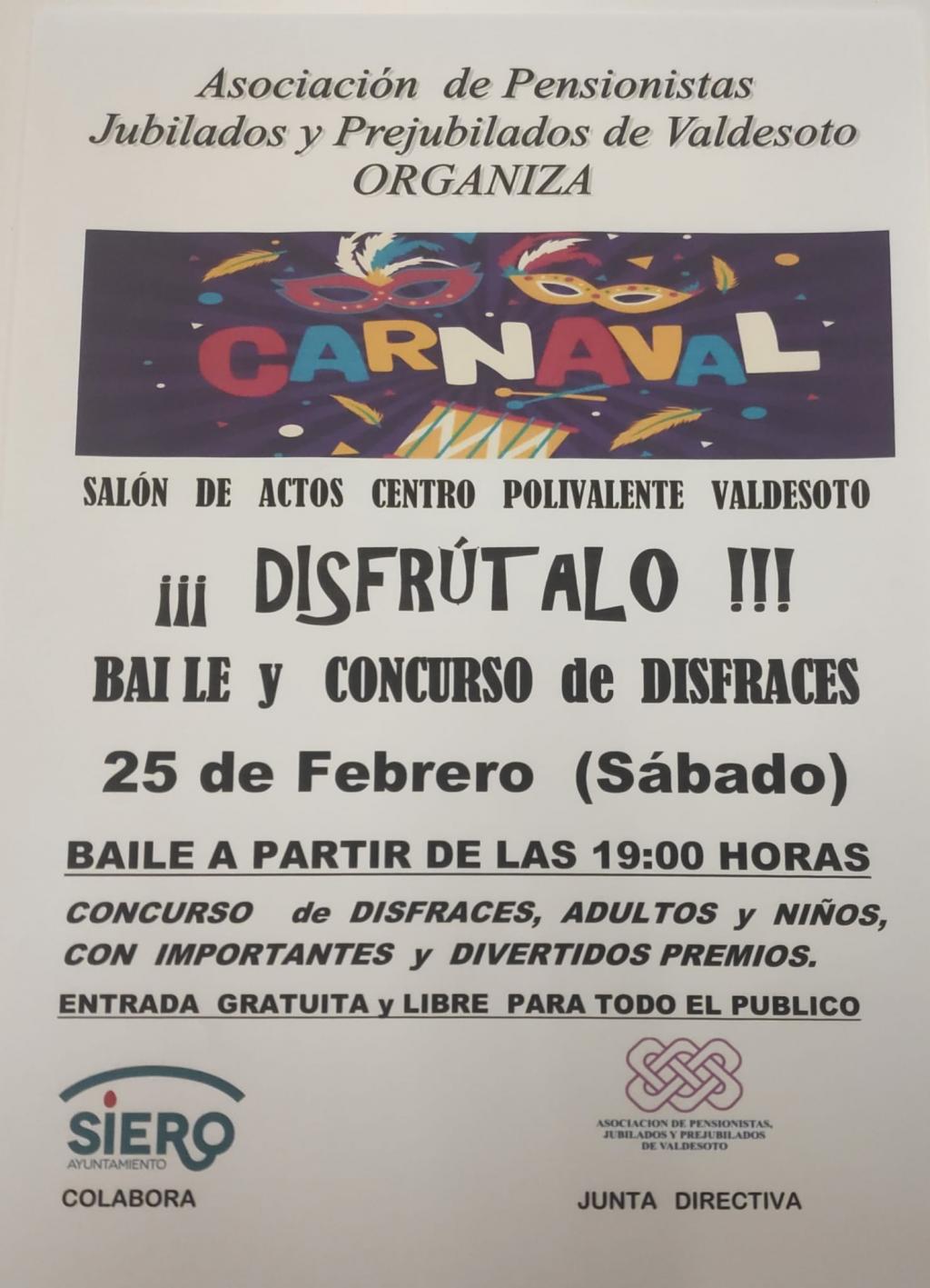 El Tapin - La Asociación de Pensionistas, Jubilados y Prejubilados de Valdesoto celebrará Carnaval el 25 de febrero