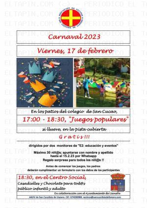 El Tapin - La Asociación de Vecinos de San Cucufate organiza hoy viernes 17 de febrero juegos populares y un encuentro por Carnaval