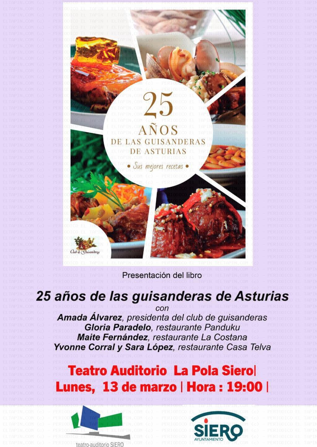 El Tapin - El Auditorio de Pola acoge la presentación del libro “25 años de las guisanderas de Asturias” el lunes 13 de marzo