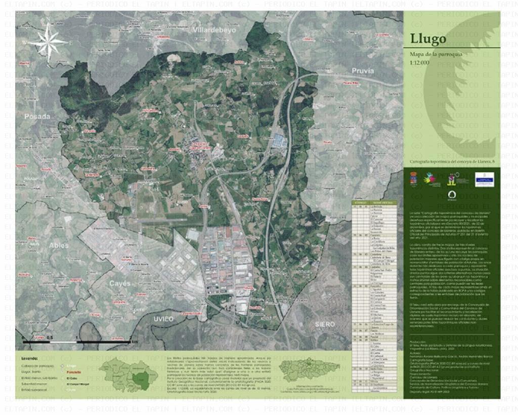 El Tapin - El Teixu realiza para el concejo de Llanera una colección de trece mapas con la toponimia oficial