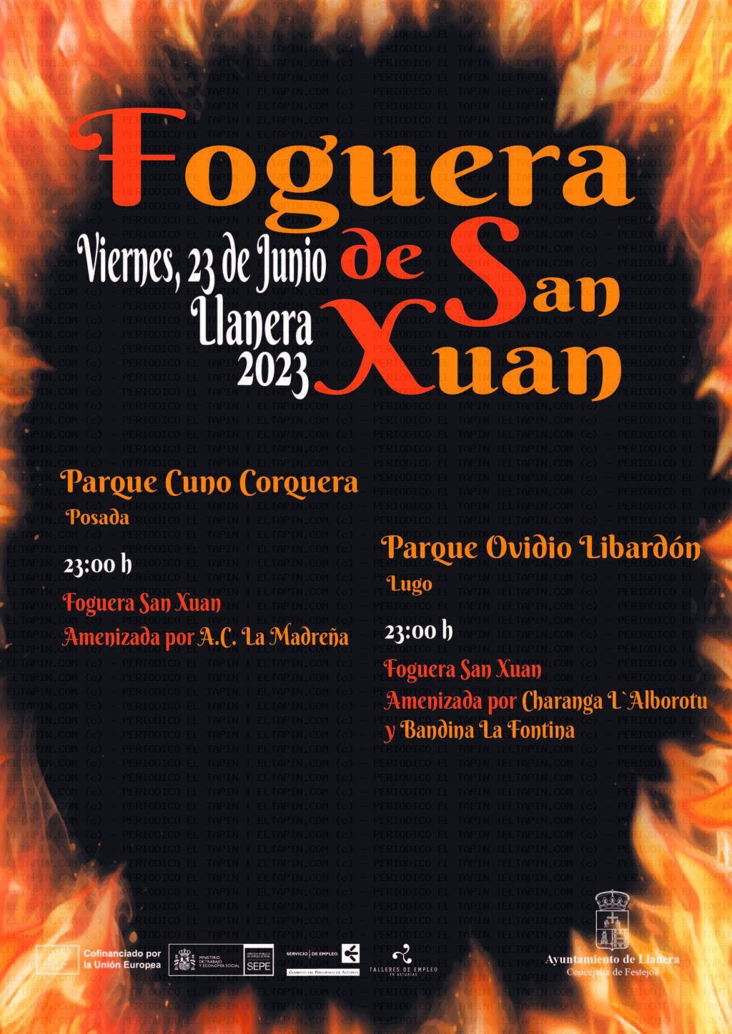 El Tapin - Llanera celebra la Hoguera de San Juan el viernes a las 23 horas en Lugo y Posada