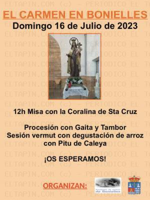 El Tapin - Bonielles celebrará El Carmen el 16 de julio