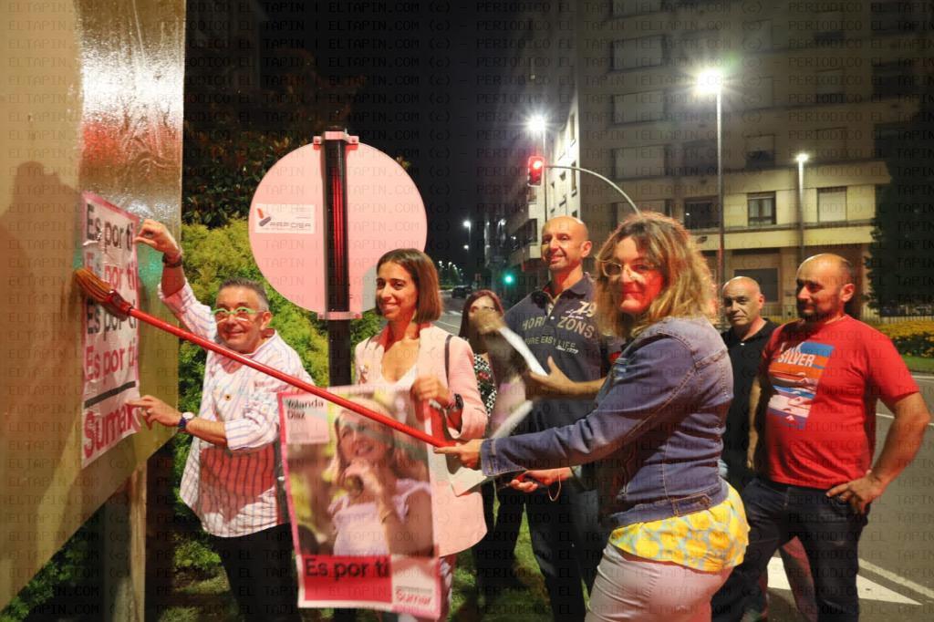 El Tapin - Arranca la campaña para Sumar con la pegada de carteles en Siero