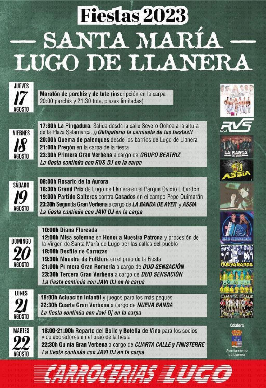 El Tapin - Lugo de Llanera celebra las fiestas de Santa María del 17 al 22 de agosto