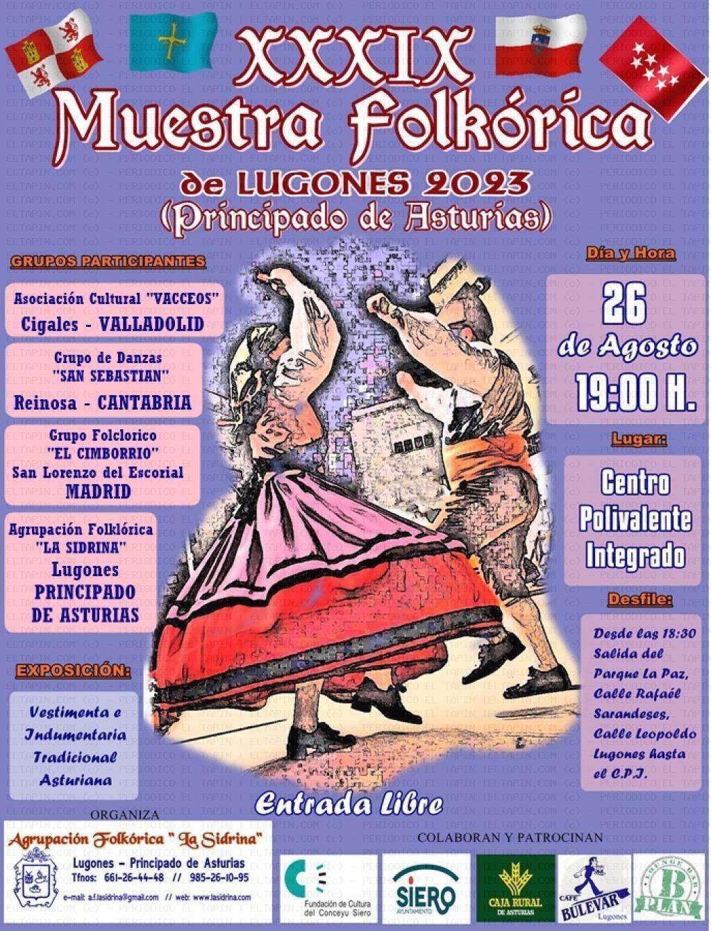 El Tapin - La Sidrina organiza la XXXIX Muestra Folklórica de Lugones 2023 el 26 de agosto
