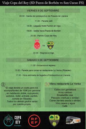El Tapin - El San Cucao FS organiza el viaje para ver el partido que les enfrentará al Pazos de Borbén de la Copa del Rey, el 8 de septiembre