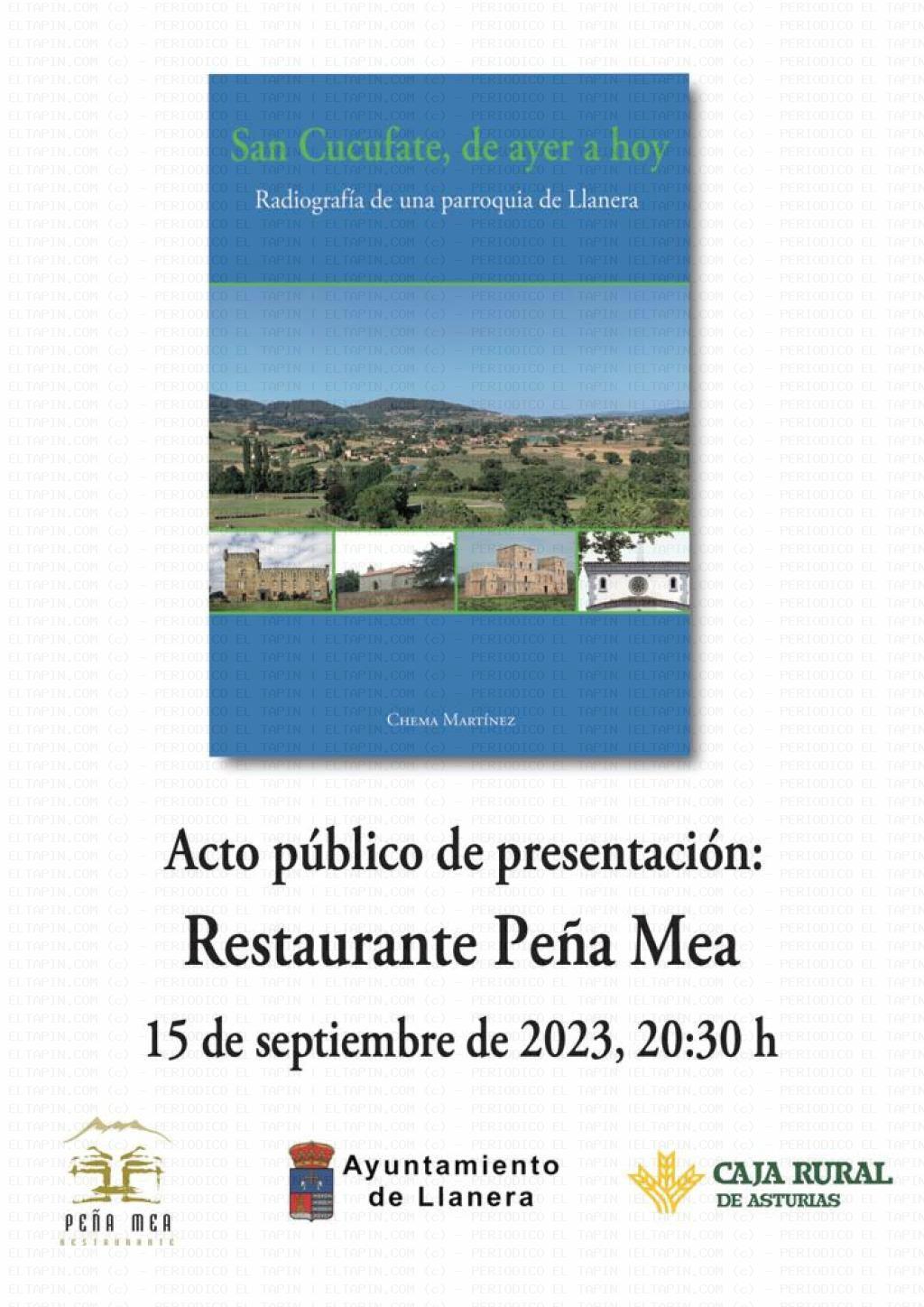 El Tapin - Chema Martínez presenta su libro "San Cucufate, de ayer a hoy" el 15 de septiembre en el Restaurante Peña Mea