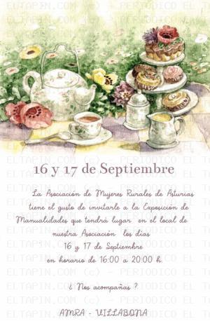 El Tapin - La Asociación de Mujeres Rurales organiza su exposición anual de manualidades los días 16 y 17 de septiembre en Villabona