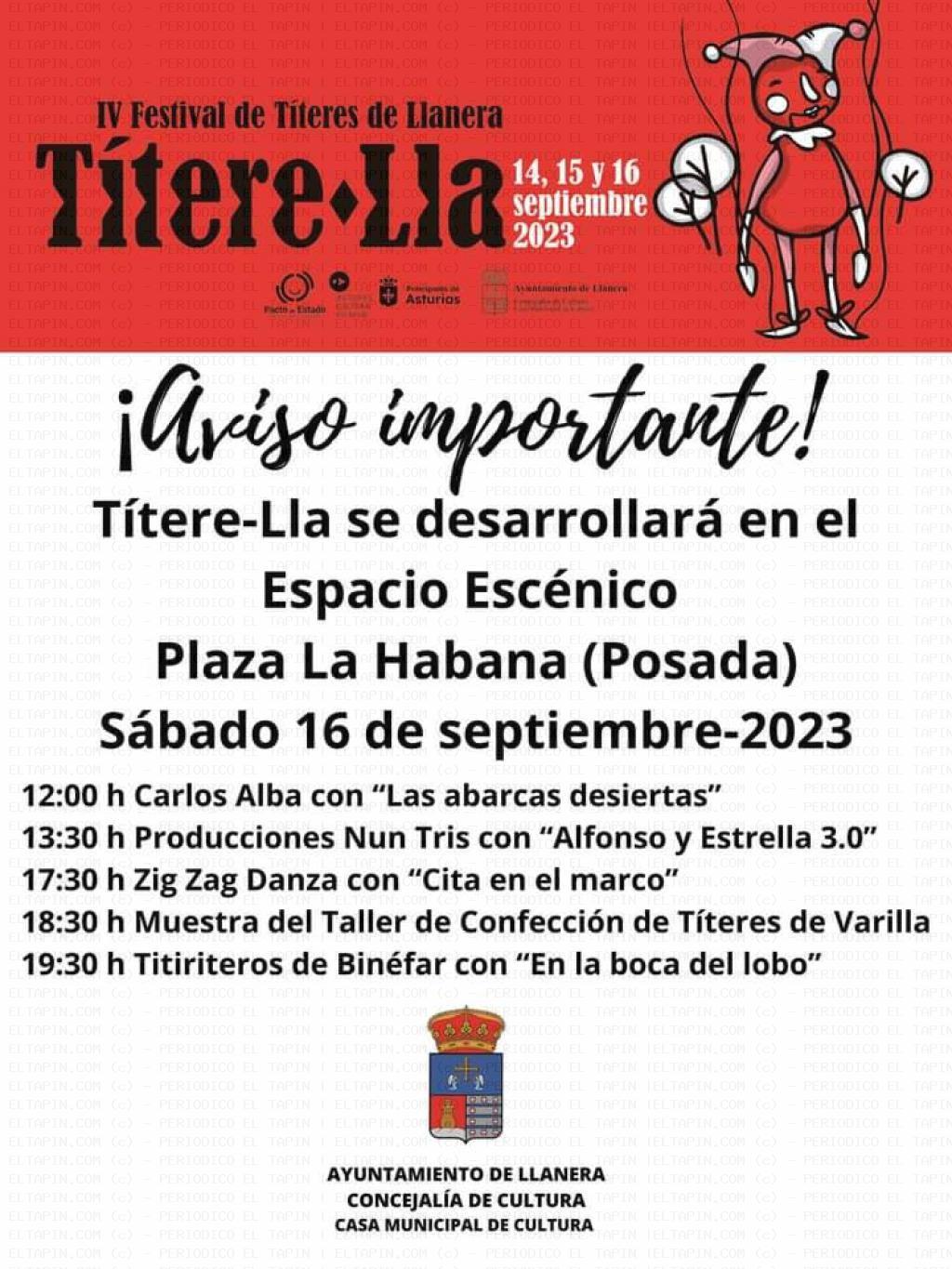 El Tapin - Títere-Lla se traslada el sábado 16 de septiembre en la Plaza de La Habana