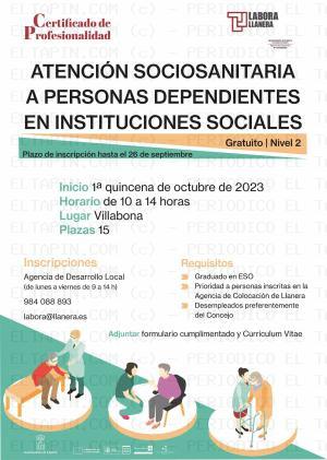 El Tapin - Llanera impartirá de forma gratuita el certificado de profesionalidad: “Atención sociosanitaria a personas dependientes en instituciones sociales”