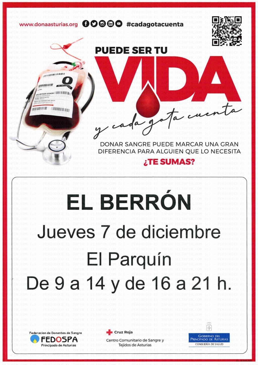 El Tapin - El autobús para donar sangre se encontrará en El Berrón el jueves 7 de diciembre