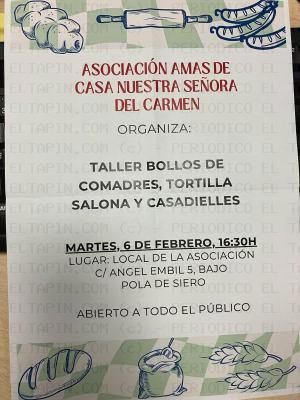 El Tapin - La Asociación de Amas de Casa Nuestra Señora del Carmen de Pola organiza el taller de bollos de comadres el 6 de febrero