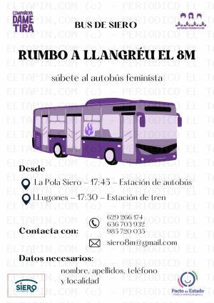 El Tapin - Siero fletará dos autobuses gratuitos a la manifestación del 8M en Llangréu
