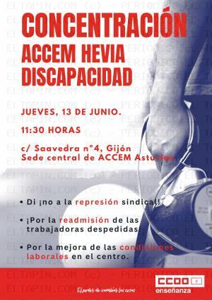 El Tapin - CCOO convoca una concentración el 13 de junio delante de la sede de la empresa ACCEM en Gijón, que cuenta con un centro residencial en Hevia