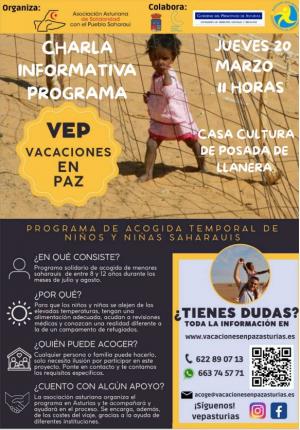 El Tapin - Charla informativa en Llanera sobre el programa "Vacaciones en paz" el 20 de marzo a las 11 horas