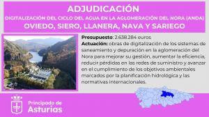 El Tapin - El Principado adjudica por 2,63 millones la digitalización del saneamiento y depuración de la aglomeración del Nora, que abastecen a casi 300.000 personas