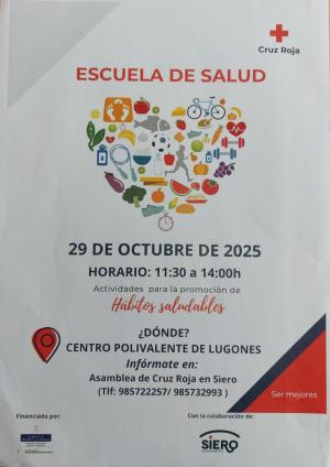 El Tapin - La Asamblea Local de Cruz Roja de Siero organiza la Escuela de Salud el 29 de octubre en el Centro Polivalente de Lugones