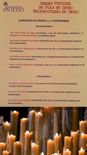 El Tapin - Horarios de las misas de Todos los Santos y Difuntos en la Unidad Pastoral de Pola de Siero