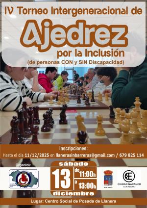 El Tapin - Llanera sin Barreras organiza el V Torneo Intergeneracional de Ajedrez por la Inclusión