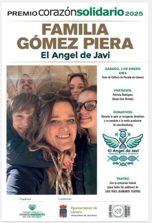 El Tapin - La Familia Gómez Piera “El Ángel de Javi” se llevará el premio Corazón Solidario el sábado 3 de enero, en la Casa de Cultura de Posada de Llanera