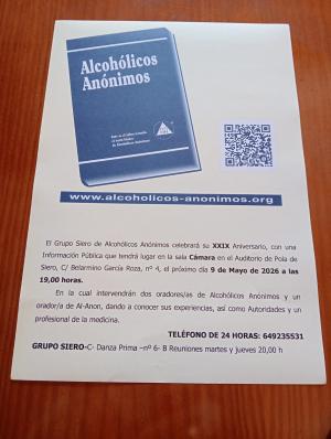 El Tapin - El Grupo Siero Alcohólicos Anónimos celebra su 29º aniversario con un acto abierto al público