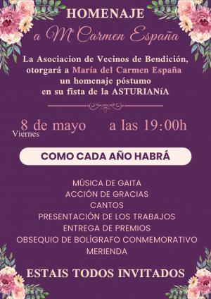 El Tapin - Bendición rendirá homenaje póstumo a María del Carmen España durante la fiesta de la Asturianía