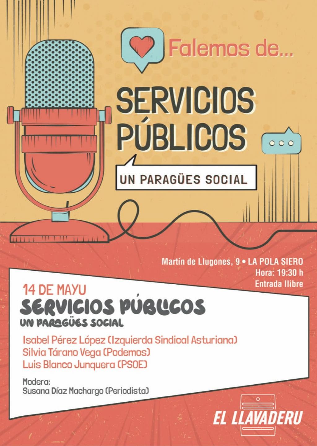Mesa para tomar el pulso a los servicios públicos en el local de la Asociación El Llavaderu, el jueves 14 de mayo
