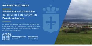 El Tapin - Movilidad adjudica en 171.000 euros la revisión del proyecto de la variante de Posada de Llanera, con un plazo de nueve meses para incorporar las novedades normativas