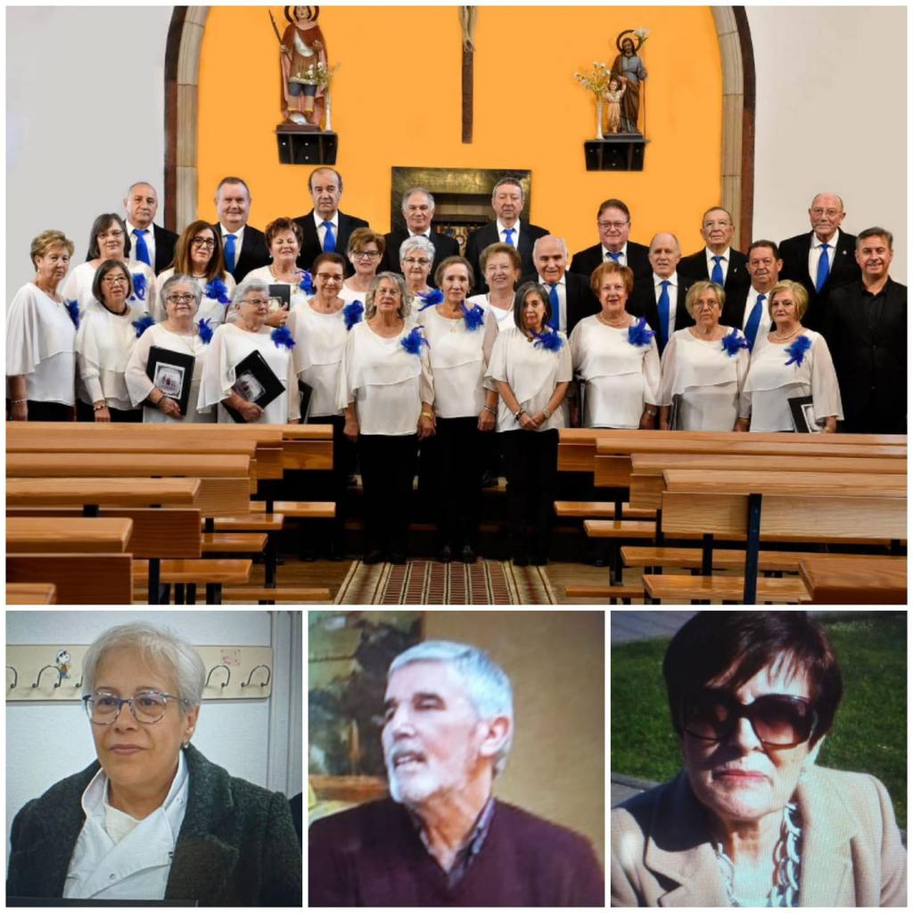 El Coro de Las Regueras y los hosteleros Carmen Blanco, Fernando Álvarez y Rosa Capita, Regueranos del Año